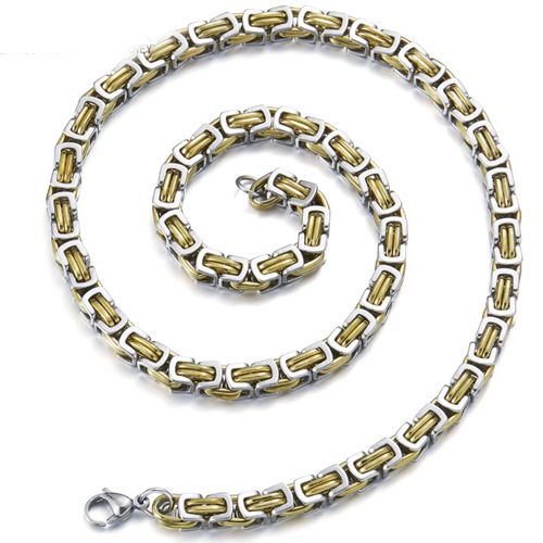 ***COI Titanium Gold Tone Silver Necklace With Steel Clasp(Length: 21.7 inches)-00068A