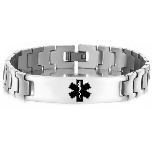 ***COI Titanium Medical Alert Bracelet With Steel Clasp(Length: 8.07 inches)-00076A