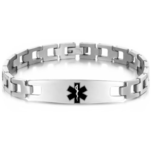 ***COI Titanium Medical Alert Bracelet With Steel Clasp(Length: 8.07 inches)-00077A
