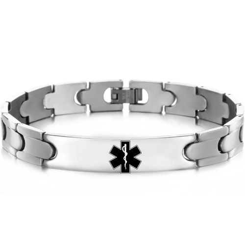 ***COI Titanium Medical Alert Bracelet With Steel Clasp(Length: 9.66 inches)-00079A