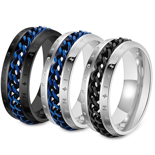 ***COI Titanium Black Blue/Blue Silver/Silver Black Key Chain Link Ring-00113A
