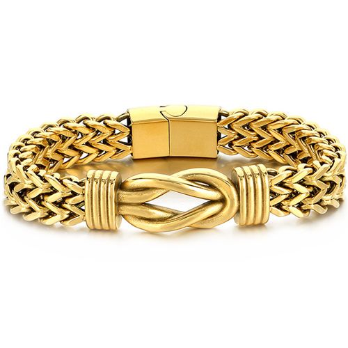 ***COI Titanium Black/Gold Tone/Silver Infinity Bracelet With Steel Clasp(Length: 8.66 inches) -00168A