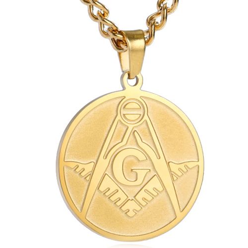 ***COI Titanium Gold Tone/Silver Masonic Freemason Pendant-00225A