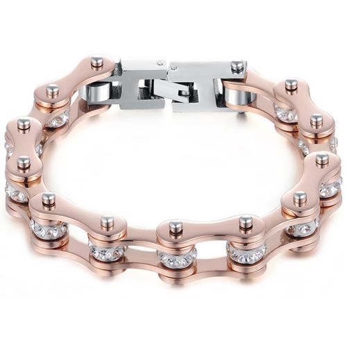 ***COI Titanium Rose Silver Cubic Zirconia Bracelet With Steel Clasp(Length: 8.07 inches)-00242A