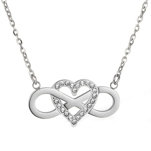 ***COI Titanium Gold Tone/Silver Infinity Heart Cubic Zirconia Necklace(Length:19.68 inches)-00252A