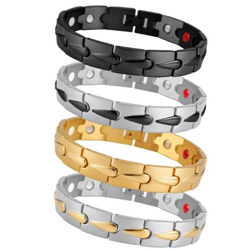 ***COI Titanium Black/Black Silver/Gold Tone/Silver Gold Tone Bracelet With Steel Clasp(Length: 8.27 inches)-00264A