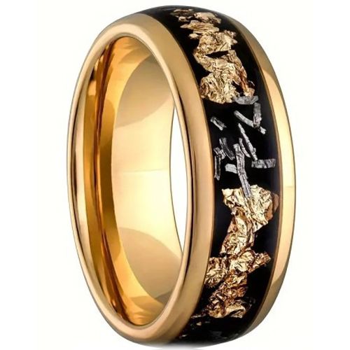 **COI Gold Tone Titanium Meteorite & Gold Foil Dome Court Ring-00270A