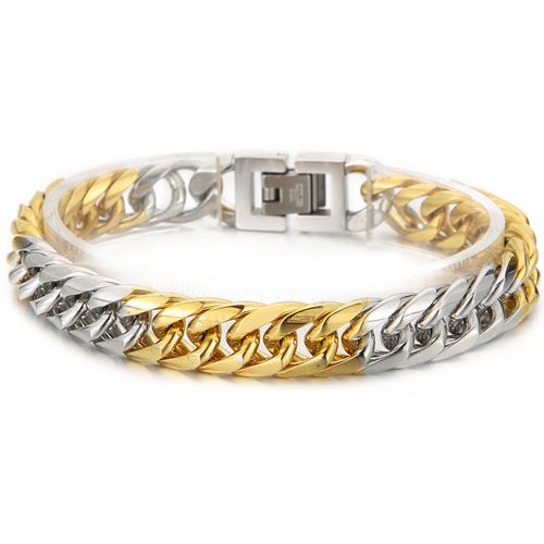 ***COI Titanium Gold Tone Silver Bracelet With Steel Clasp(Length: 7.87 inches)-00316A