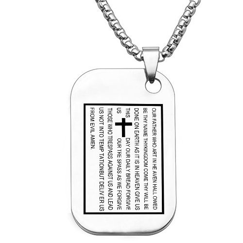 ***COI Titanium Cross Prayer Tag Pendant-00333A