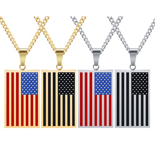 ***COI Titanium American Flag Pendant-00352A