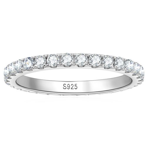 ***COI Sterling Silver 925 Eternity Ring With Moissanite-00370A