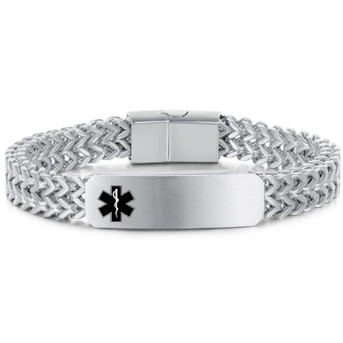 ***COI Titanium Black/Gold Tone/Silver Medical Alert Bracelet With Steel Clasp(Length: 8.66 inches)-00397A