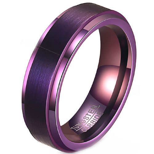 ***COI Purple Tungsten Carbide Step Edges Ring-00432A