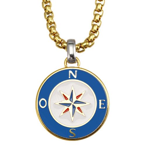 ***COI Titanium Gold Tone Silver Star Necklace(Length: 23.62 inches)-00471A