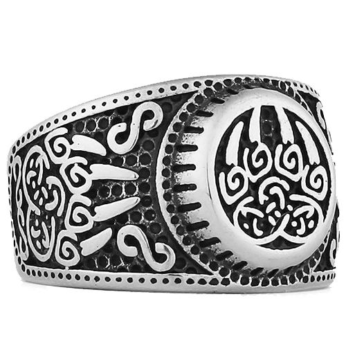 ***COI Titanium Black Silver Celtic Viking Ring-00564A