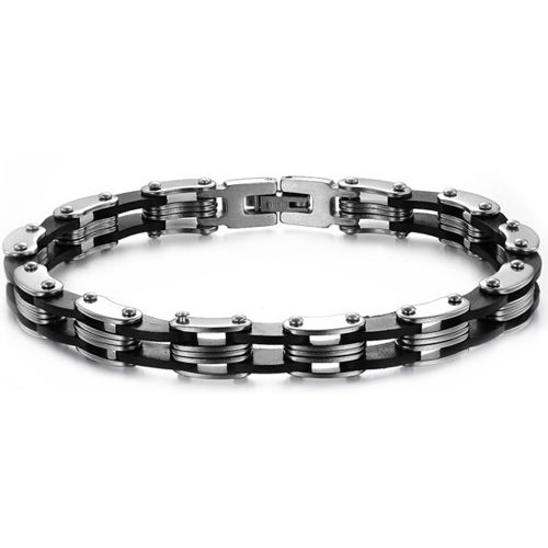 ***COI Titanium Black Gold Tone Bracelet With Steel Clasp(Length: 8.66 inches)-00593A