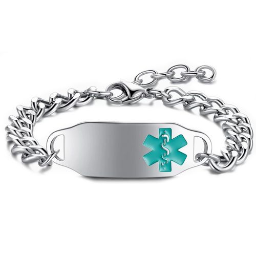 ***COI Titanium Medical Alert Bracelet With Steel Clasp(Length: 8.27 inches)-00639A