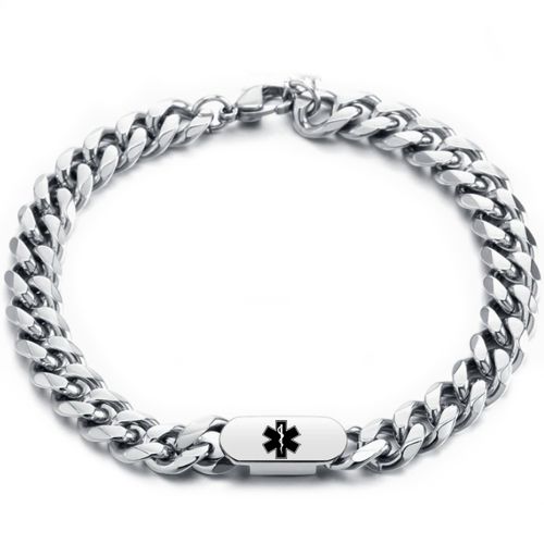 ***COI Titanium Medical Alert Bracelet With Steel Clasp(Length: 7.28 inches)-00684A