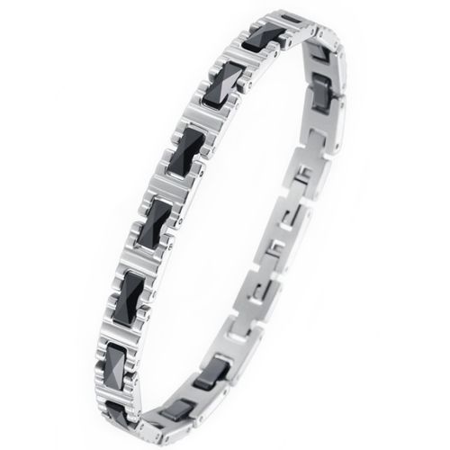 ***COI Titanium Black Ceramic Bracelet With Steel Clasp(Length: 7.48 inches)-00720A