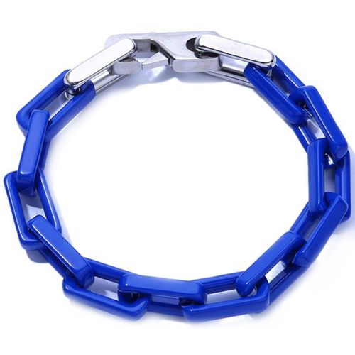 ***COI Titanium & Blue Ceramic Bracelet With Steel Clasp(Length: 8.46 inches)-00754A