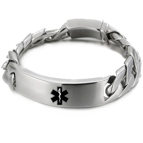 ***COI Titanium Gold Tone/Silver Medical Alert Bracelet With Steel Clasp(Length: 8.66 inches)-00758A