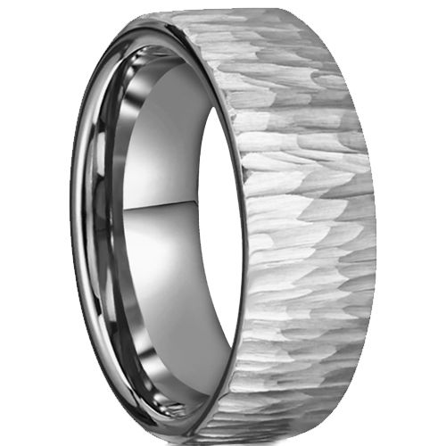 ***COI Tungsten Carbide Hammered Ring-00781A