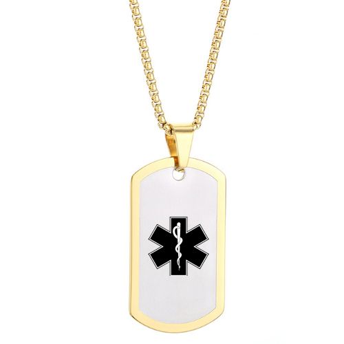 ***COI Titanium Black/Gold Tone/Rainbow Color Silver Medical Alert Pendant-00864A