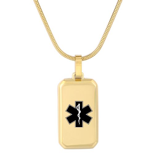 ***COI Titanium Black/Gold Tone/Silver Medical Alert Pendant-00866A