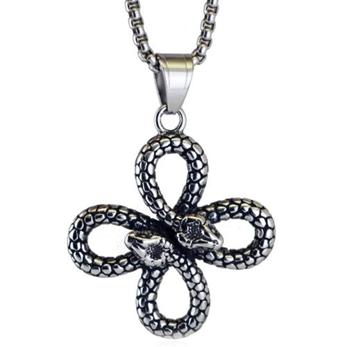 ***COI Titanium Black Silver Celtic Snake Pendant-00869A