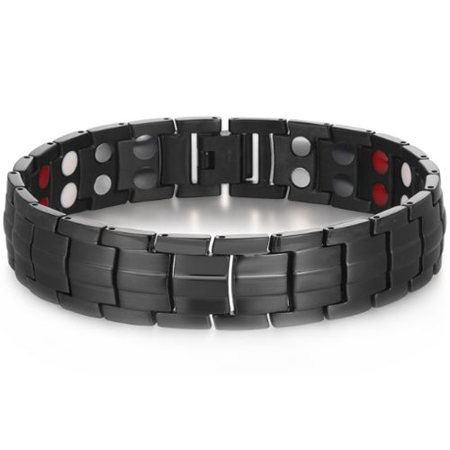 ***COI Titanium Black/Silver Bracelet With Steel Clasp(Length: 8.66 inches)-00903A
