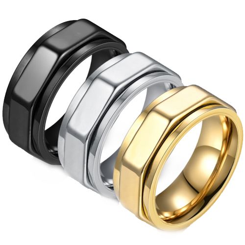 ***COI Titanium Black/Gold Tone/Silver Rotating Ring-00905AA