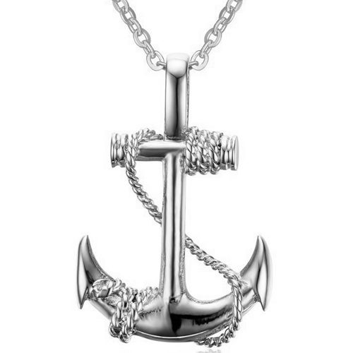 ***COI Titanium Black/Gold Tone/Silver Anchor Pendant-00923A