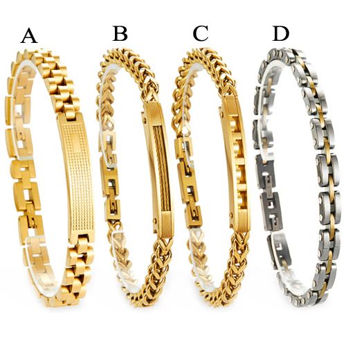 ***COI Titanium Gold Tone/Silver Bracelet With Steel Clasp(Length: 8.27 inches)-00933A