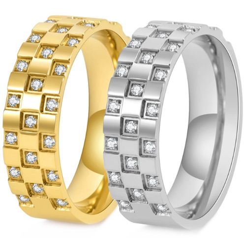 ***COI Titanium Gold Tone/Silver Ring With Cubic Zirconia-00981A