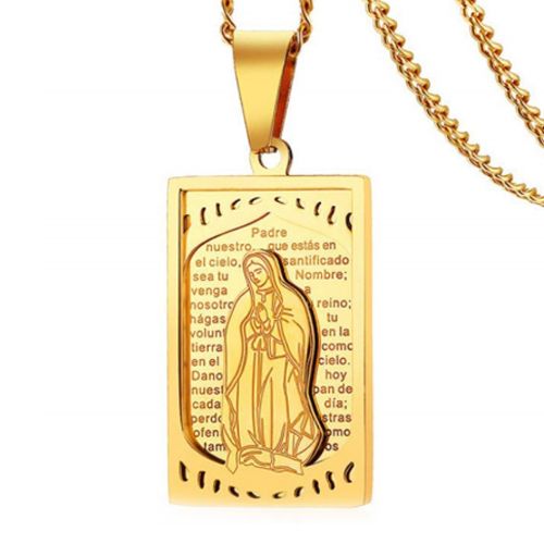 ***COI Titanium Gold Tone/Silver Holy Mary Prayer Pendant-01002A