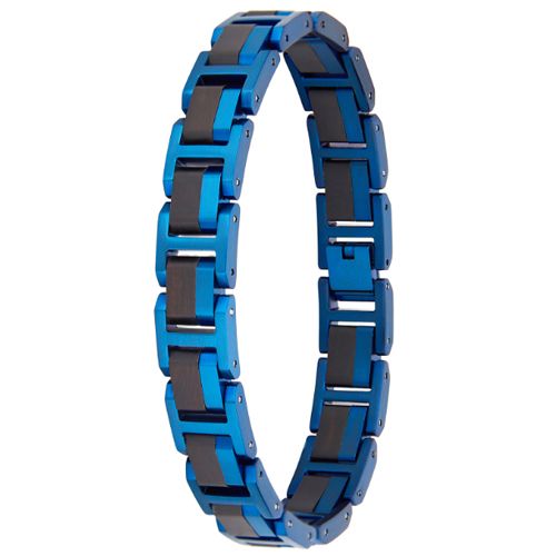 ***COI Titanium Blue/Gold Tone Koa Wood Bracelet With Steel Clasp(Length: 8.66 inches)-01012A