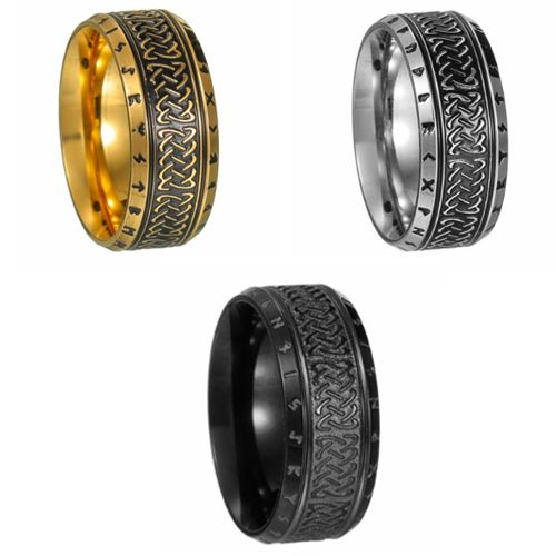 ***COI Titanium Black/Gold Tone/Silver Trinity Knots Celtic Ring-01039A