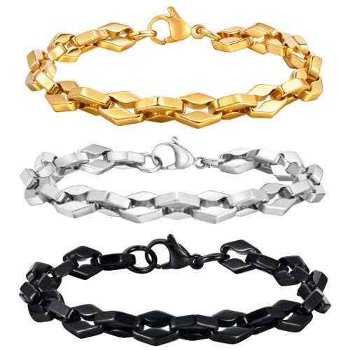 ***COI Titanium Black/Gold Tone/Silver Bracelet With Steel Clasp(Length: 8.27 inches)-01048A