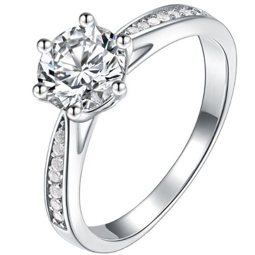 ***COI Sterling Silver 925 Solitaire Ring With Moissanite-01090A