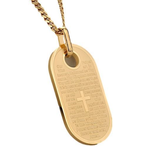 ***COI Titanium Black/Gold Tone/Silver Cross Prayer Pendant-01093A