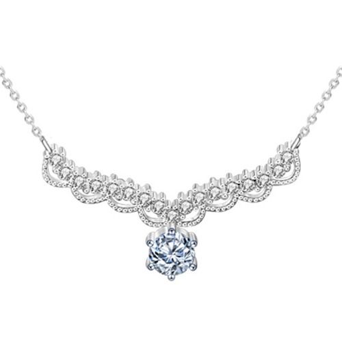COI Sterling Silver 925 0.50ct Solitaire Moissanite Necklace(Length:19.68 inches)-01099A