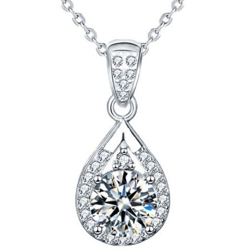 ***COI Sterling Silver 925 1 Carat Solitaire Moissanite Pendant-01103A