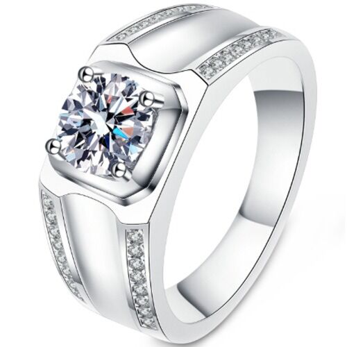 ***COI Sterling Silver 925 1 Carat Moissanite Solitaire Ring-01117A