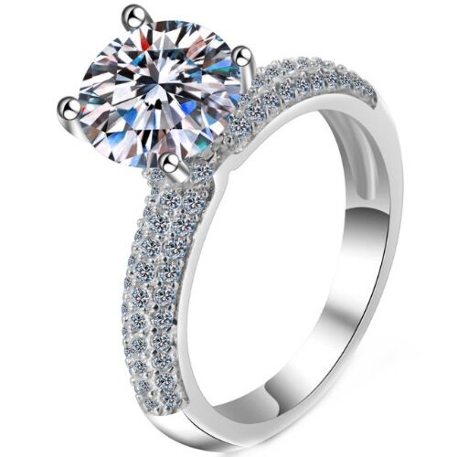 ***COI Sterling Silver 925 2 Carat Moissanite Solitaire Ring-01125A