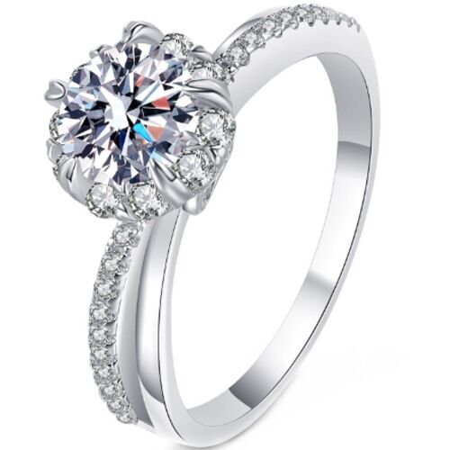 ***COI Sterling Silver 925 1 Carat Moissanite Solitaire Ring-01126A