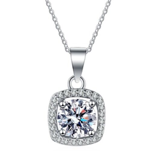 ***COI Sterling Silver 925 1 Carat Moissanite Solitaire Pendant-01141A