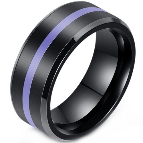 ***COI Titanium Black Purple Beveled Edges Ring-01150A