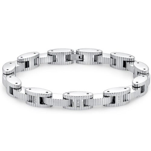 ***COI Titanium Black/Gold Tone/Silver Cubic Zirconia Bracelet With Steel Clasp(Length: 9.06 inches)-01163A