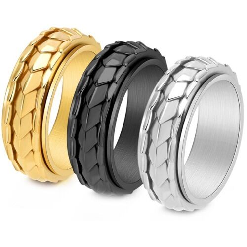 ***COI Titanium Black/Gold Tone/Silver Wedding Rotating Ring-01213A