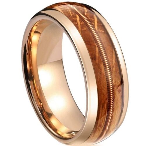***COI Rose Titanium Koa Wood Wire Dome Court Ring-01215A